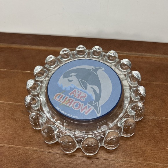 Vintage 7" Sea World Orca Shamu Killer Whale Glass Marine Collectible Ashtray - Picture 3 of 4